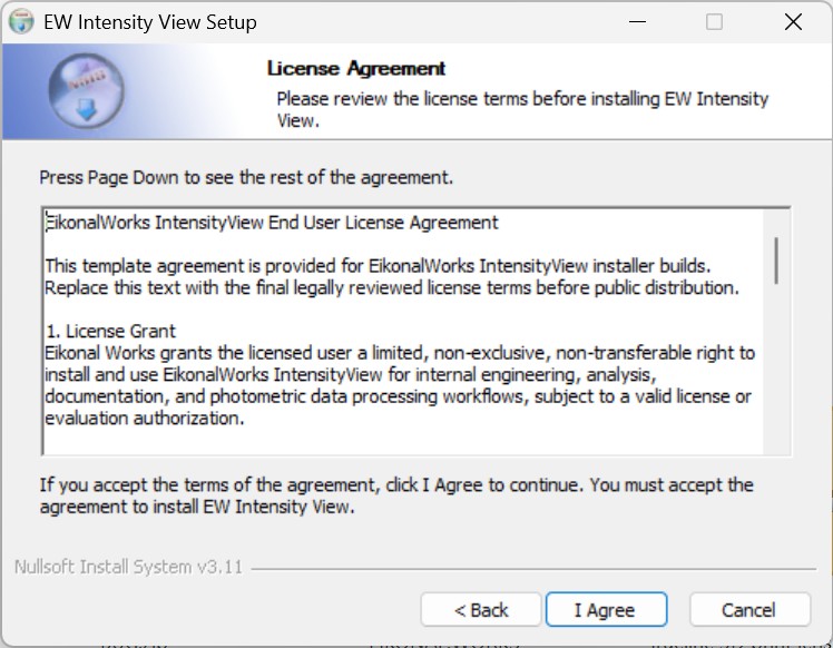 Setup license agreement page