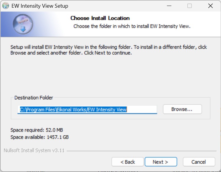 Setup install location page