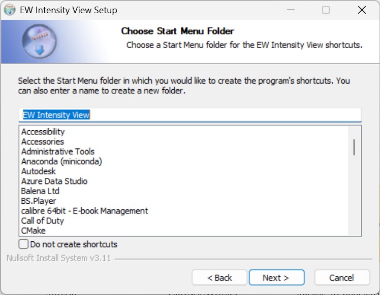 Setup start menu folder page