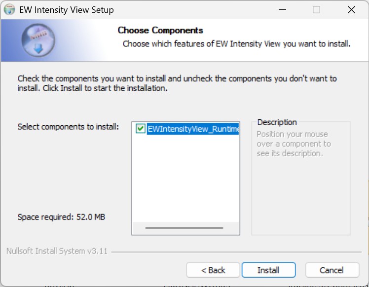 Setup component selection page